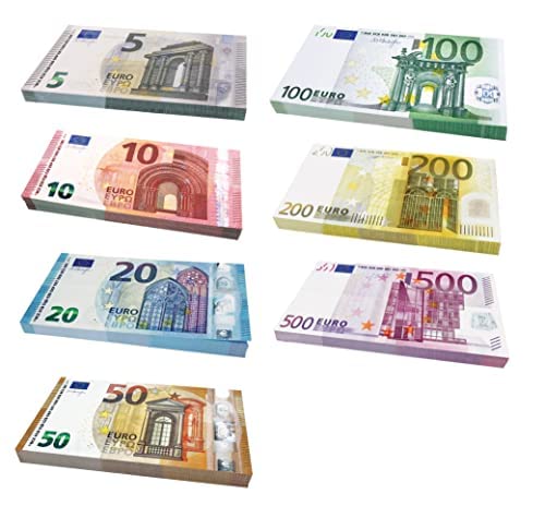 Scratch Cash Bundle Euro Pengar att spela (75% reducerad storlek jämfört med riktiga pengar) 175 sedlar, 7 stycken 25 x € 5, 10, 20, 50, 100, 200 Och 500 von Scratch Lover