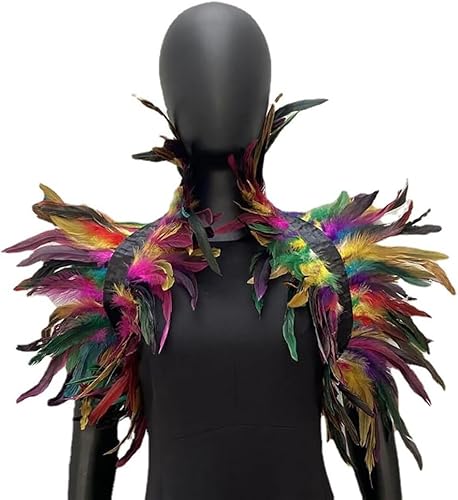 Mardi Gras Feder Achselzucken Hals Bunte Feder Schal Schulter Hals Feder Cape Schal Gothic für Maskerade Rave Party Cosplay von Sdhgerh