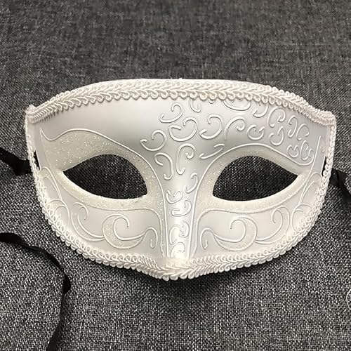 Sdhgerh Karneval Maske Maskerade Ball Maske für Männer Frauen Venezianische Maske für Party Dekorationen Cosplay Graduierung Kunststoff 18 x 8 cm (Weiß) von Sdhgerh