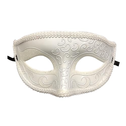 Sdhgerh Karneval Maske Maskerade Ball Maske für Männer Frauen Venezianische Maske für Party Dekorationen Cosplay Graduierung Kunststoff 18 x 8 cm (Weiß) von Sdhgerh