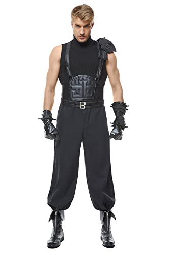 Seaehey Cloud Strife Cosplay Kostüm ärmellos Kampfuniform Tifa Cosplay Spiel Halloween Komplettes Set Outfits Zubehör, Schwarz , L von Seaehey