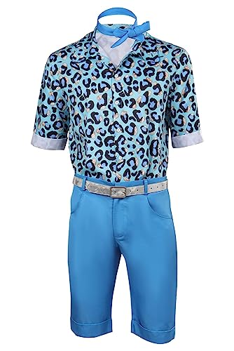 Seaehey Cosplay Kostüm Herren Hawaiihemd Kurzarm Hemd Gestreiftes Freizeithemd Strandshorts Funky Sommer Strand Top Hose Set Urlaub Halloween Karneval Outfit von Seaehey