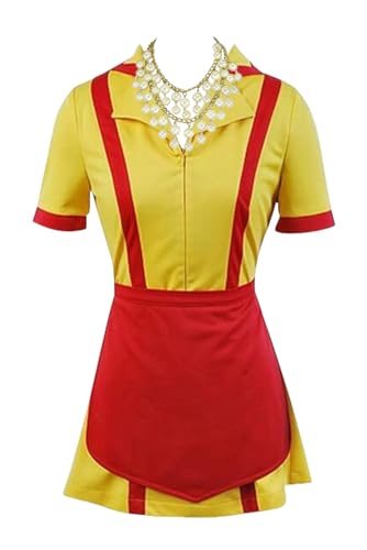 Seaehey Max Black Kostüm Caroline Broke Girls Kostüm Waitress Costume Maid Costume French Maid Dress Outfit Red Yellow Bankrott Schwestern Kleid Halloween Carnival von Seaehey