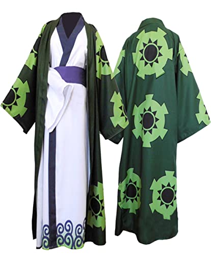 Seaehey Roronoa Cosplay Zoro Kostüm Anime Kimono Zoro Kostüm Umhang Jacke Robe Verkleidung Piratenkostüm Komplettes Set Nami Halloween Karneval Anzüge von Seaehey