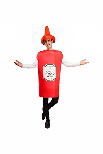 Seaehey Tomato Ketchup Kostüm Mustard Bottle Costume Halloween Cosplay Creations Burrito Costume Unisex Breakfast Ketchup Costume Hot Dog Carnival Halloween von Seaehey