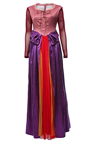 Seaehey Winifred Sanderson Cosplay Kostüm Sarah Sanderson Kostüm Hexe Robe Kleid Halloween Karneval Hexe Cosplay Mittelalter Abendkleid, rot, XXXL von Seaehey