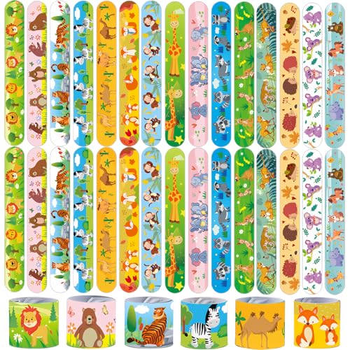 Seamart Schnapparmband Kinder Set, 30Pcs Klatscharmband, Schnapparmbänder, Bunte Armbänder Slap Armband Slap Bands Snap Bracelets, Mitgebsel Kindergeburtstag Gastgeschenke für Jungen & Mädchen von Seamart