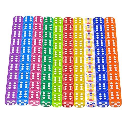 100 Stück Würfel Set, Sechsseitiger Würfel, Transluzente Augenwürfeln, Spielwürfel aus Acryl, Würfel Bunt, Spielwürfel Tischspiele für Spiel und Party (A) von Seasboes