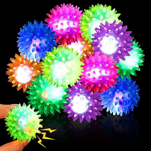 12 Stück Igelball Mitgebsel, LED Igelball, Leuchtball Gastgeschenke, Igelball LED Mitgebsel Kindergeburtstag, Leuchtball Kinder, Jump Ball Leuchtspielzeug, Led Flummies für Kinder Kindergeburtstag von Seasboes