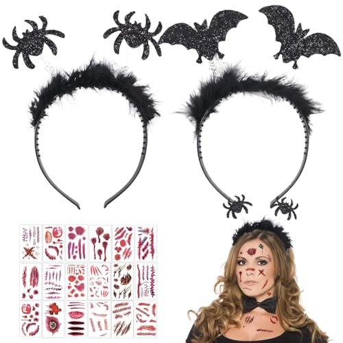 Halloween Haarreif, Fledermaus Haarreif, Halloween Spinnen Stirnband, Vampir Spinne Fledermaus Haarreifen, Fledermaus Ohren Haarreif, Halloween Fasching Karneval Party Haarreifen Kinder Erwachsene (C) von Seasboes