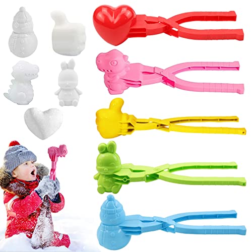 5 Stück Schneeball Former, Schneeballzange, Sandball Schneeball Clip, Schneeball Maker, Schneeformen Viele Formen Winter Outdoor Spielzeug für Schneeballschlacht Spiele, Winter Schnee Strand (D) von Seasboes