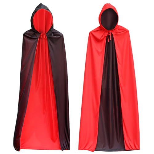 Halloween Kostüm Set, Halloween Umhang, Schwarz Umhang mit Kapuze Cape, Kostüm Sensenmann mit 20 Halloween Kmporäre Tattoos, Vampir Kostüm für Halloween Party Cosplay, Alter 4–12 Jahre (90cm -B) von Seasboes