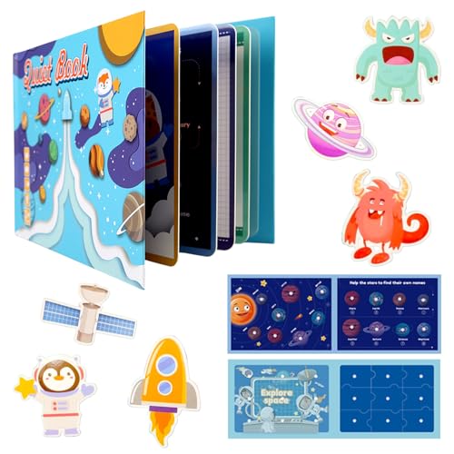 Montessori Quiet Book, Sensorisches Buch Interactive Busy Book Spielzeug Ruhiges Buch Montessori Toddlers Puzzle Buch Educational Toy Book Vorschule Rätselbuch für Kinder ab 2 Jahr (Weltraum) von Seasboes