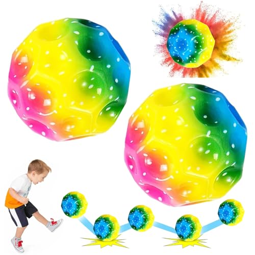 Moon Ball,2 Stück Sprünge Gummiball,Bouncing Ball,7cm Planeten Hüpfbälle Hohe,Moon Ball Gummiball,Space Ball Bouncy Balls,High Bouncing Bounciest Lightweight Sport Training für Kinder Spielzeug von Seasboes