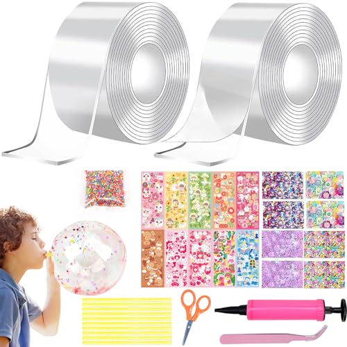 Nano Tape Bubbles Set, Nano Tape Bubbles Set für Kinder, Magic Tape with Sparkling Powder, Multipurpose Transparent DIY Poster Tape Handmade Decompression für Blowing and Bubble Decompression (B1) von Seasboes