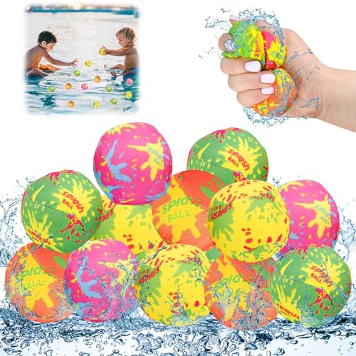 Wasserbälle, 12 Stk Sprungball Bouncing Ball Wiederverwendbare, Wiederverwendbare Spielball Strandball Beachball Schwimm Spielzeug für Sommer Wasser Aktivitäten Garten Pool Outdoor Kinder ab 3 Jahren von Seasboes