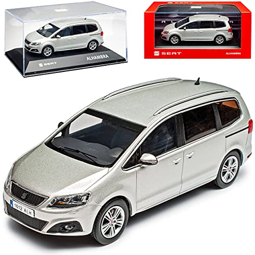 Seat Alhambra Silber Van Ab 2010 2. Generation 1/43 Modell Auto mit individiuellem Wunschkennzeichen von Seat