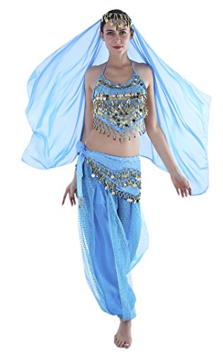 Seawhisper 1001 Nacht Kostüm Damen Kostüme Jasmin Jeannie Orient Prinzessin Bauchtänzerin Haremsdame Faschingskostüme Fasching von Seawhisper