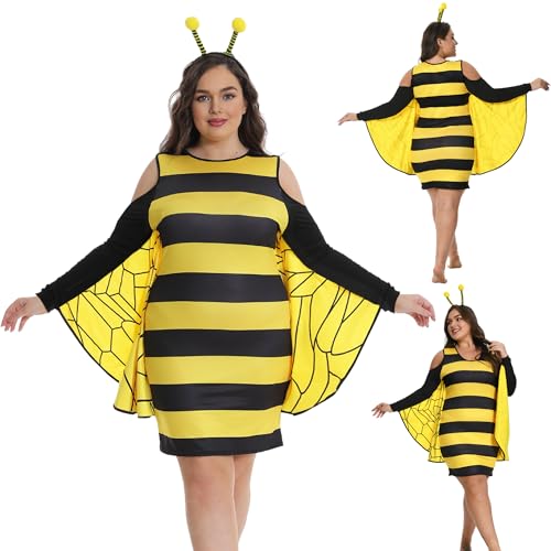 Seawhisper Bienen Kostüm Damen Bienenkostüm Karneval für Erwachsene Große Größen Übergröße 42 44 von Seawhisper