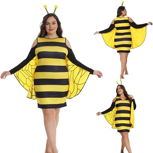 Seawhisper Bienen Kostüm Damen Bienenkostüm Karneval für Erwachsene Große Größen Übergröße 54 56 von Seawhisper