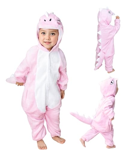 Seawhisper Dinokostüm Dinosaurier Dino Kostüm Kinder Mädchen Rosa Overall Karnevalskostüm Fasnachtskostüme 92 98 von Seawhisper