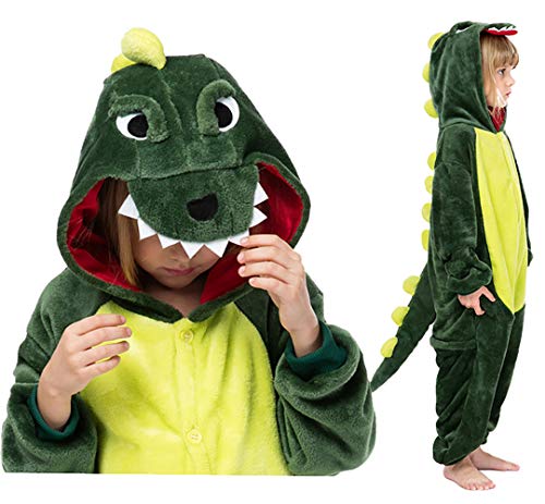 Dinosaurier Kostüm Kinder Dino Jumpsuit Schlafoverall Tier Pyjamas Halloween Kostüm Faschingskostüm 104 110 von Seawhisper