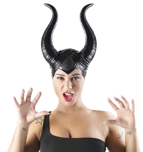 Seawhisper Maleficent Hörner Kostüm Stirnband Kopfbedeckung Evil Queen Halloween Frauen Schwarz von Seawhisper