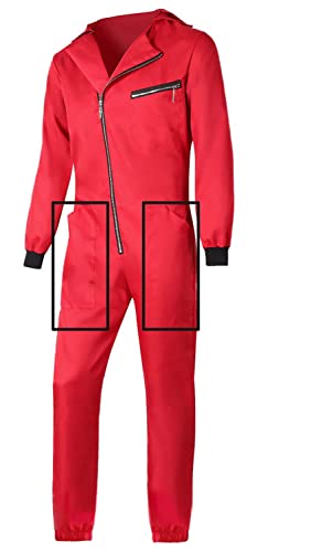 Seawhisper Haus Jumpsuit des Geldes Kostüm Bankräuber Overall Dieb Herren Roter Arbeitsanzug Karnevalskostüme Faschingskostüme Rot von Seawhisper