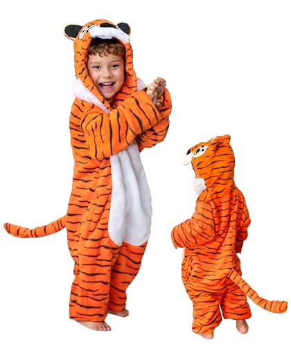 Seawhisper Tiger Kostüm Kinder Tierkostüm Tier Tigerkostüm Overall Onesie Faschingskostüme Junge 104 110 von Seawhisper