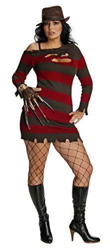 RUBIE'S 17672 Secret Wishes Miss Krueger Costume, Brown/Red Nightmare ON ELM Street - FRED A Erwachsenenkostüm, Gestreift, Mehrfarbig, Übergröße von Secret Wishes