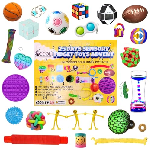 SEDOL Fidget Spielzeug-Set – 25 Fidget Toys Pack für Kinder und Erwachsene – Fidget Toy Set für Kinder, Sensorisches Spielzeug, Angstlinderung für Erwachsene und Autismus Fidget Toys von Sedol