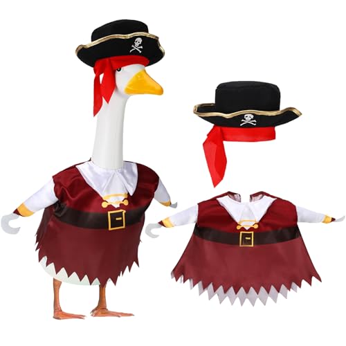 Seenelling Halloween-Piratengans-Outfits für 58,4 cm hohe Zement- oder Kunststoff-Verandags-Gans-Kleidung für Hofgans von Seenelling