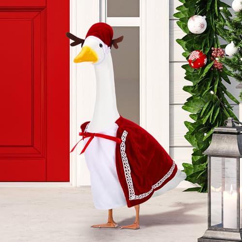 Seenelling Weihnachts-Elchgans-Outfits für 58,4 cm hohe Zement- oder Kunststoff-Veranda-Gans-Kleidung für Hofgans von Seenelling