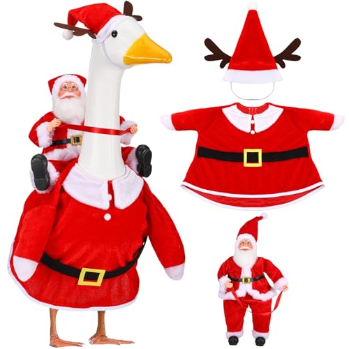 Seenelling Weihnachtsmann-Gans-Outfits für 58,4 cm hohe Zement- oder Kunststoff-Veranda-Gans, Weihnachtsmann-Rasengans-Kleidung für Hofgans von Seenelling