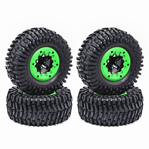 Sefdrert 128 mm 1/10 Short Course Truck Reifen Rad 12 mm Sechskant für ZD -10 Slash Arrma VKAR 10SC, Grün, 4 Stück von Sefdrert