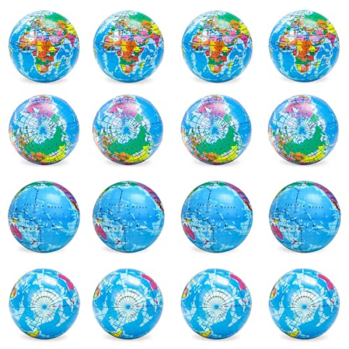 Sefdrert 16 PCS Globe Squeeze Balls, 3 Earth Stress Relief Toys Squeeze Balls Educational Stress Balls für Finger Exercise von Sefdrert