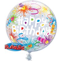 Bubble Ballon "Happy Birthday" mit Kerzen-Motiv, 56cm, heliumgeeignet von Segelken