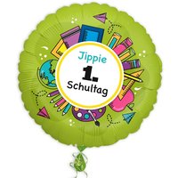 Schulanfang Folienballon "Jippie, 1. Schultag", Ø 35cm, Heliumballon von Segelken