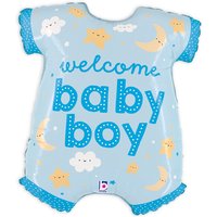 Strampler Folienballon, Welcome Baby Boy in blau, 58cm x 50cm von Segelken