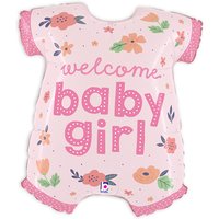 Strampler Folienballon, Welcome Baby Girl in pink, 58cm x 50cm von Segelken