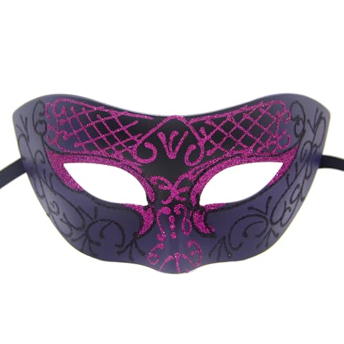 Seglorwy Maskerade Maske für Herren Vintage venezianische Mardi Gras Halloween Weihnachten Party Masken, violett, Einheitsgröße von Seglorwy