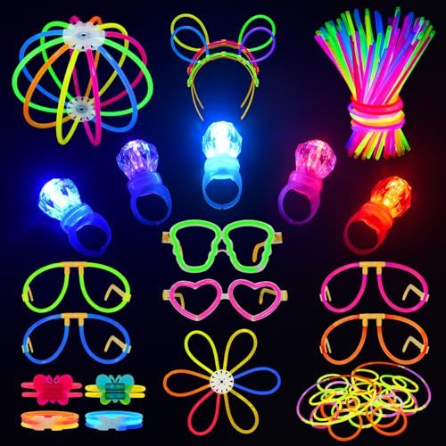 Segotendy 233PCS Knicklichter Party Set, Leuchtstäbe 100 Stück mit 10 LED Diamantring, Neon Brille Haarreif Ohrring Ball, Glow Sticks für Geburtstagsdeko Halloween Deko Festival Hochzeiten Segotendy 233PCS Knicklichter Party Set, Leuchtstäbe 100 Stück mit 10 LED Diamantring, Neon Brille Haarreif Ohrring Ball, Glow Sticks für Geburtstagsdeko Halloween Deko Festival Hochzeiten von Segotendy