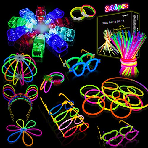 Segotendy 246PCS Knicklichter Party Set, Leuchtstäbe mit 10 Fingerlicht, Knicklichter 100 Stück, Neon Ball Glow Sticks für Neon Party Deko Kindergeburtstag Weihnachtsdeko Halloween Christmas von Segotendy