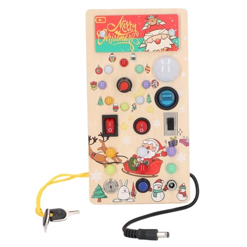 Fleißiges Kleinkind-Board mit 8 LED-Lichtschaltern, Holz-Weihnachtsstil-Lichtschalter, Busy-Controller-Board, sensorisches Spielzeug für unter 1 Jahr, mit frühem Lernen, als von Segrehy