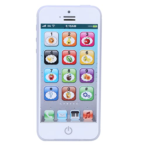 Kindertelefon, Baby-Spielzeugtelefon über 18 Monate, Baby-Lerntelefon, Baby-Englisch-Lernmaschine, Musik-Licht-Touchscreen-Handy-Spielzeug, Kleinkind-Spielzeugtelefon, (White) von Segrehy