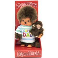 Monchhichi Plüschfigur Vater mit Kind blau/braun 20cm von Sekiguchi