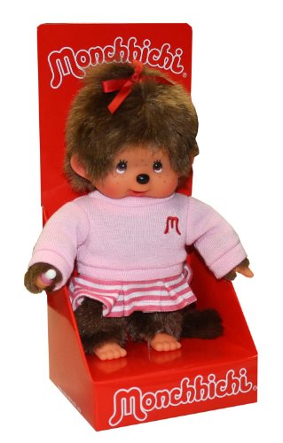 Sekiguchi 236460 - Monchhichi Mädchen pinkgestreifter Rock, ca. 20 cm von Sekiguchi