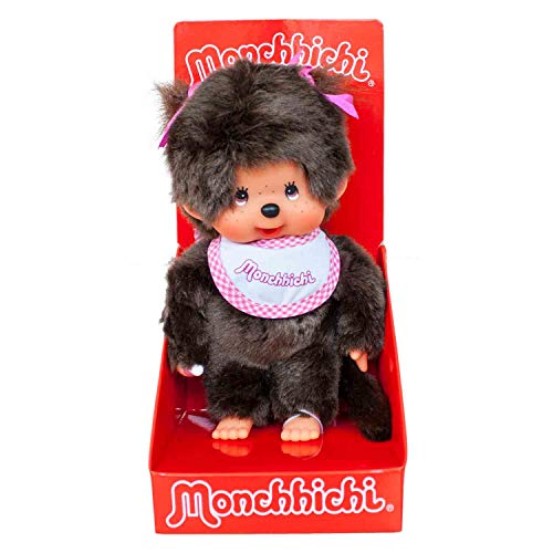 Sekiguchi 255550 - Original Monchhichi Mädchen, Plüschtier mit weiß-pinkem Lätzchen und Zöpfen mit Schleifen, ca. 20 cm großes Kuscheltier aus braunem Plüsch Sekiguchi 255550 - Original Monchhichi Mädchen, Plüschtier mit weiß-pinkem Lätzchen und Zöpfen mit Schleifen, ca. 20 cm großes Kuscheltier aus braunem Plüsch von Sekiguchi