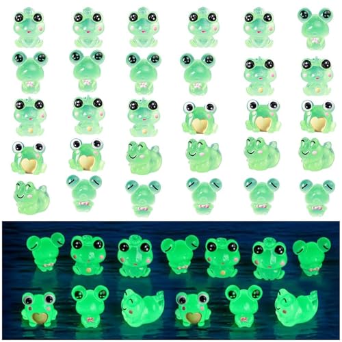 30 Stück Mini Frösche Leuchten Select Zone Mini Tiere im Dunkeln Leuchtende Miniatur Figuren Grün Kleine Frogs für Heimwerker Gartendeko, Micro Landschaft, Heimdekorationen (Frosch) s von Select Zone