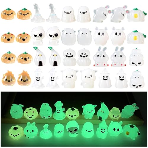 Select Zone 36 Stück Mini Tiere Leuchten Halloween Geist Kleine Harz Deko im Dunkeln Leuchtende Bunt Miniatur Figuren für Gartendeko, DIY Micro Landschaft Szenen, Heimdekorationen von Select Zone